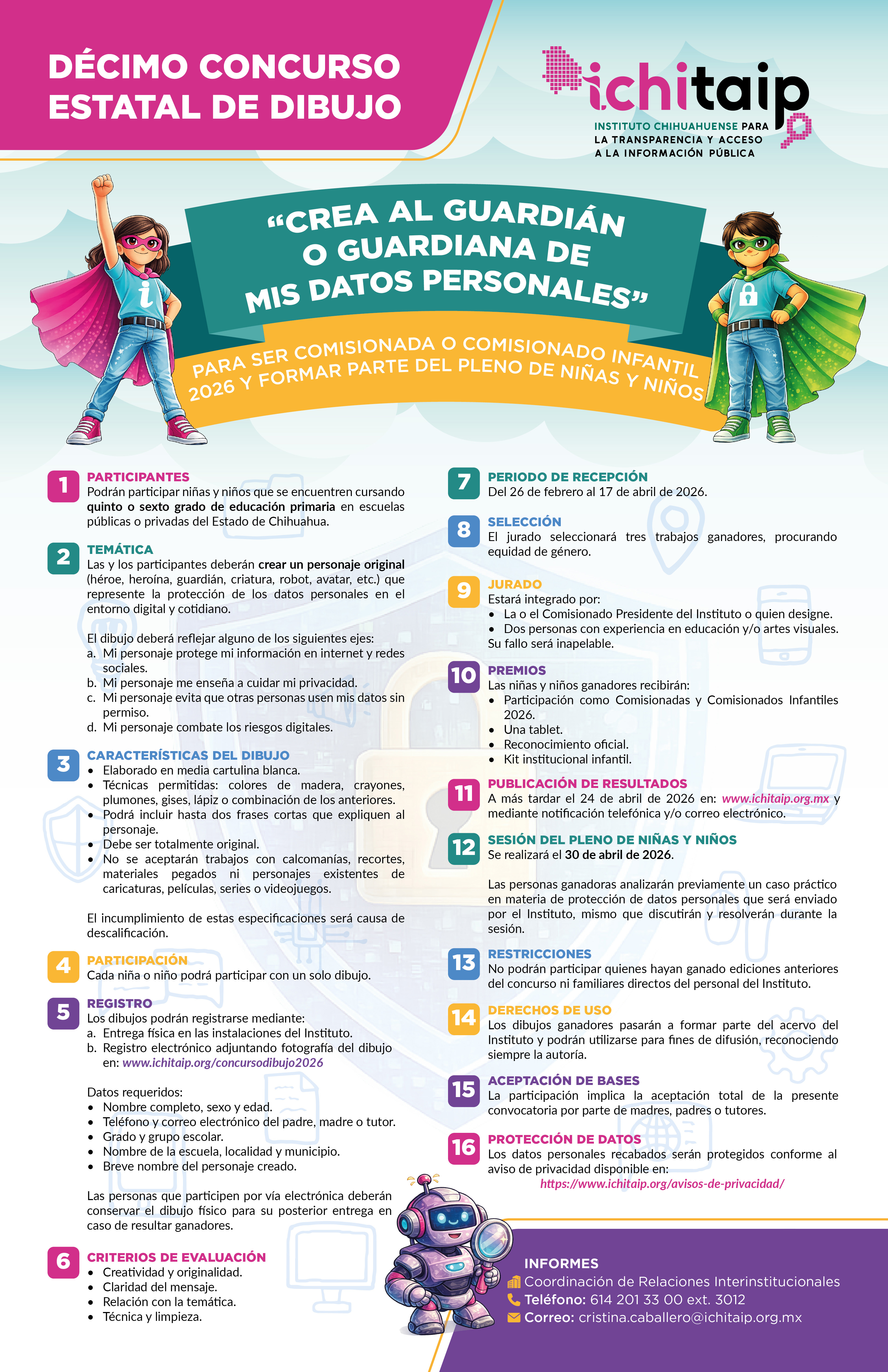 10° CONCURSO ESTATAL DE DIBUJO PARA SER COMISIONADA O COMISIONADO INFANTIL 2026