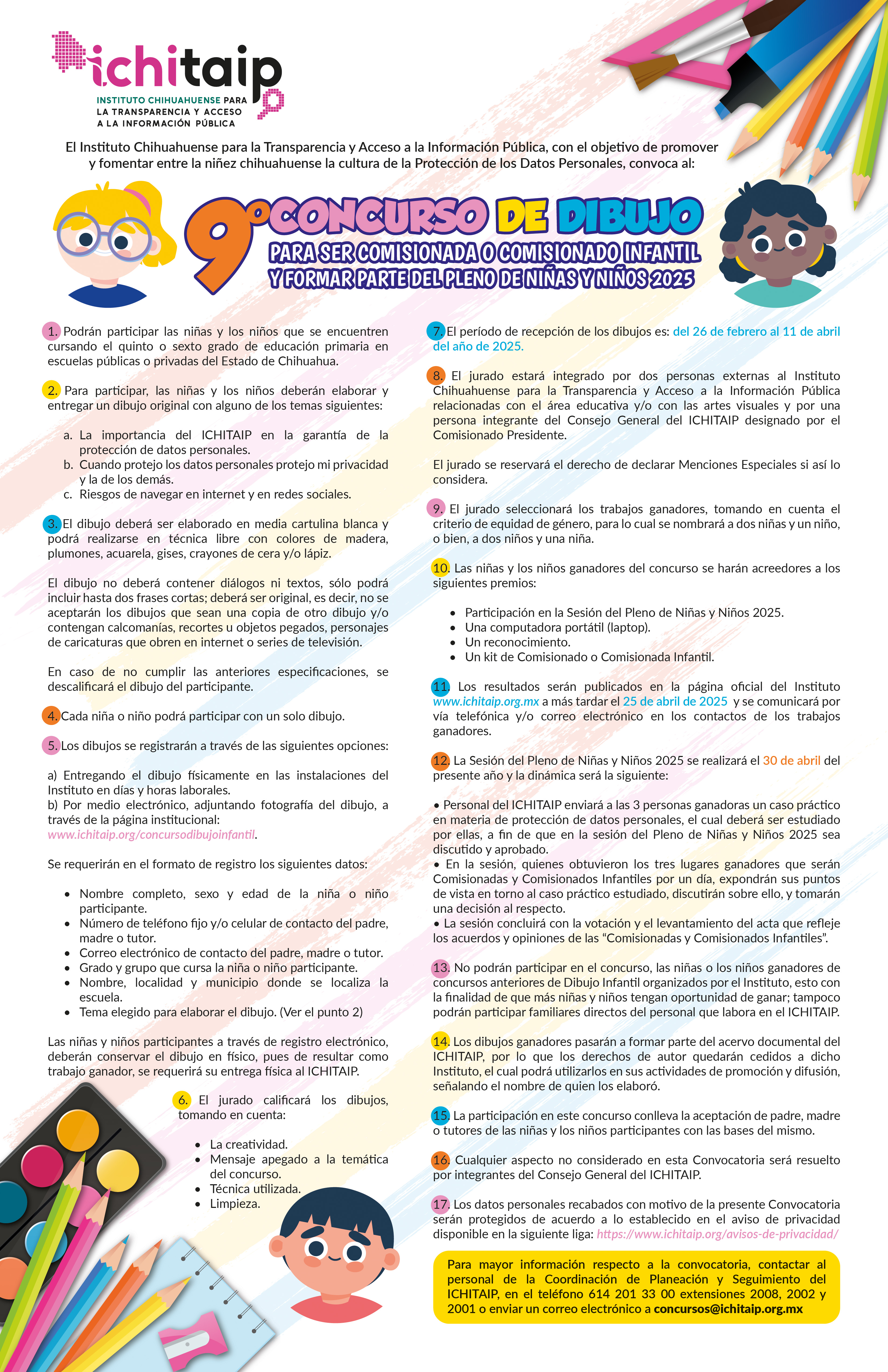 9° CONCURSO DE DIBUJO PARA SER COMISIONADA O COMISIONADO INFANTIL 2025